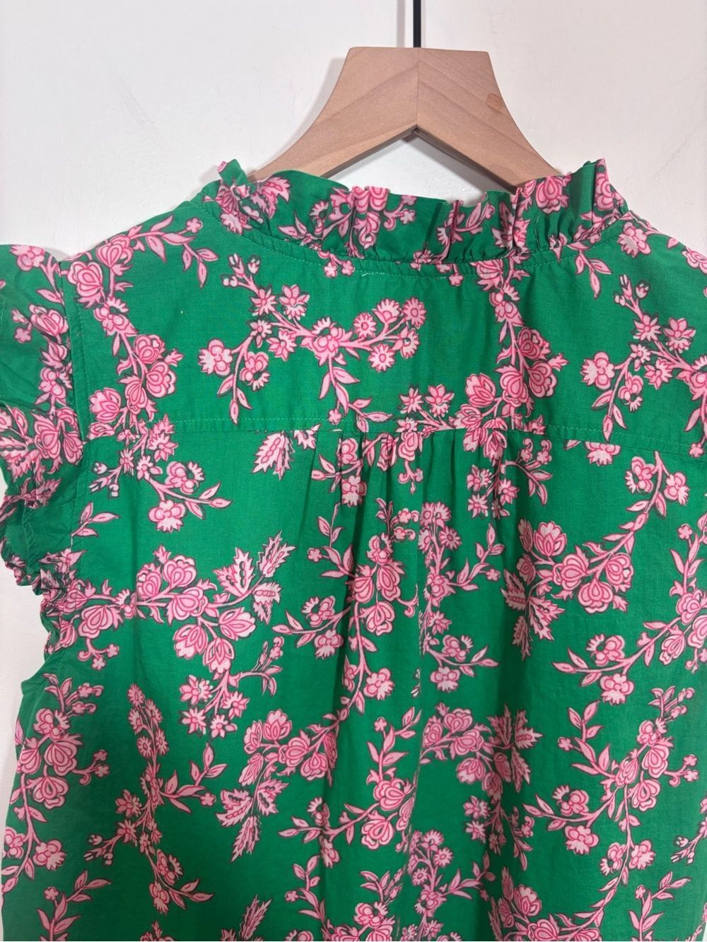 J.Crew Sleeveless ruffle top floral button up cotton medium - Picture 7 of 12
